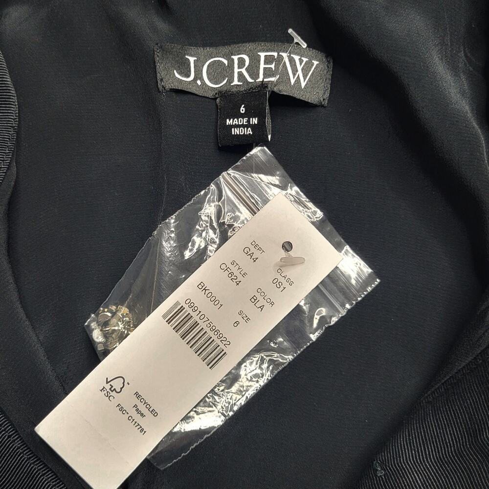 J. Crew Collection Shirtdress With Jewel Buttons Black Mini Short Sleeve Small 6 - Picture 8 of 9